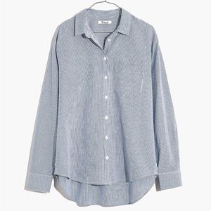 Madewell Side-Button Oversized Ex-Boyfriend Shirt in Stripe